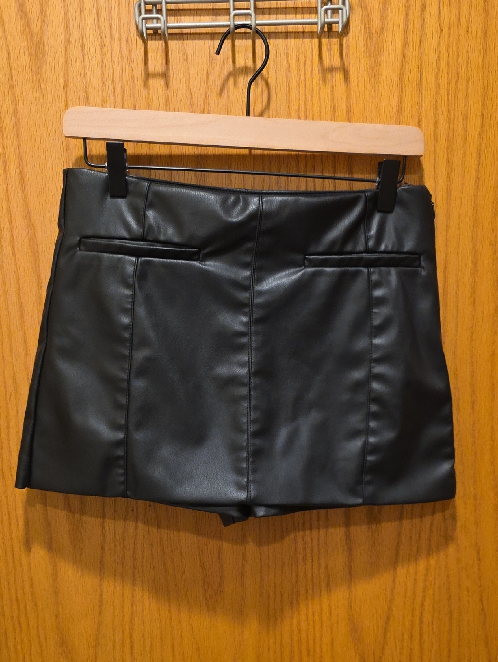Zara Black Faux Leather Mini Skort